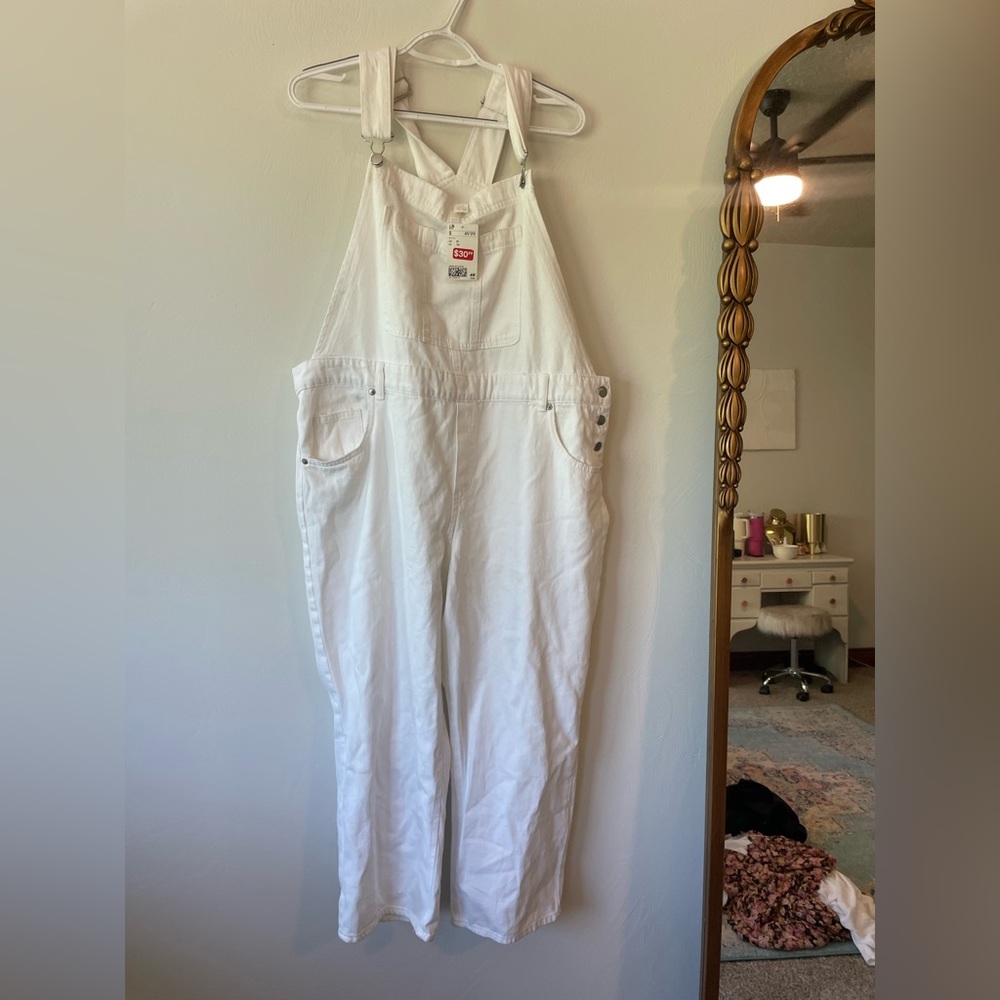 NWT H&M white overalls #freepeopledupe